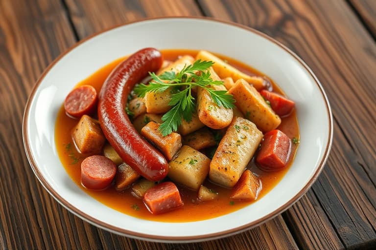 Langtidskokt søt og sur kielbasa