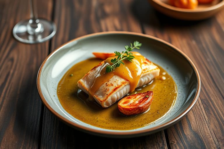 Stekt halibartorsk med lett grønn saus