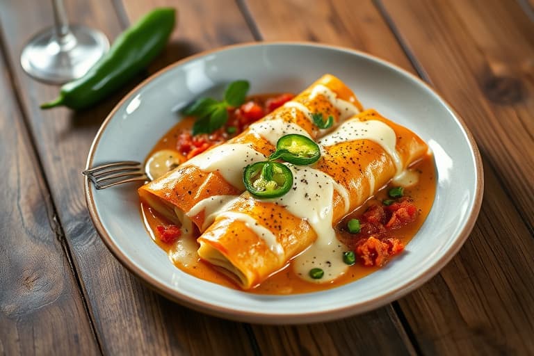 Jalapeño-cream cheese-kyllingenchiladas