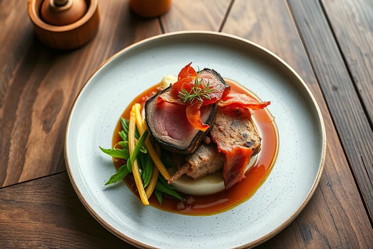 Urte-, hvitløk- og baconstekt svinefilet