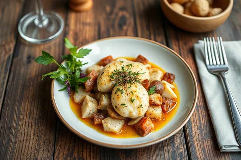 Ostepølse- og potetgrateng med skinke