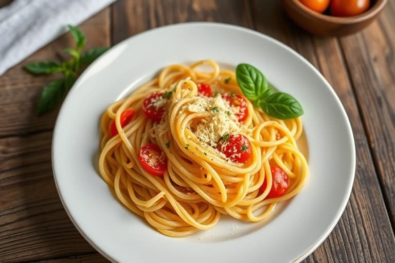 Pasta med ferske tomater og mais