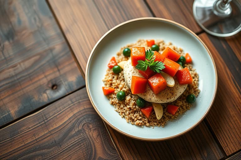 Kokos- og karrilinsestuing servert med quinoa