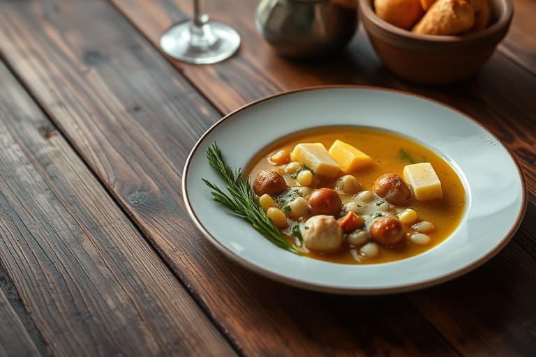 Løks- og potetsuppe med sopp og cheddarost