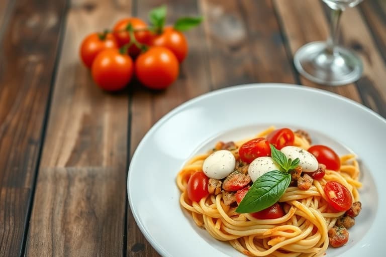 Penne-, tomat- og mozzarella-salat