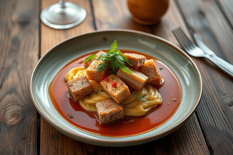 Svinekam med soppsaus og soyasaus