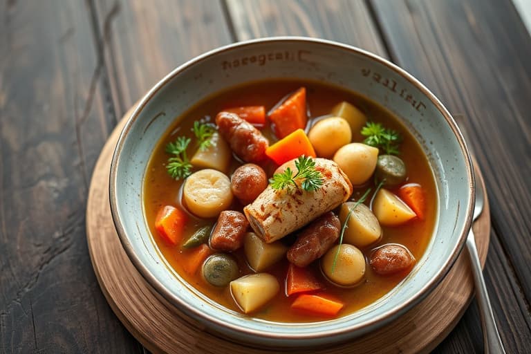 Russisk grønnbønne- og potetsuppe