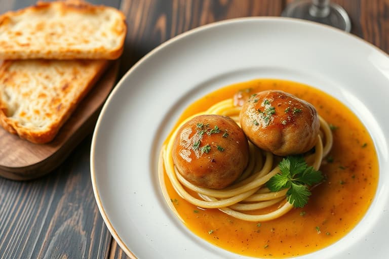 Kjøttboller i brød med en deilig saus