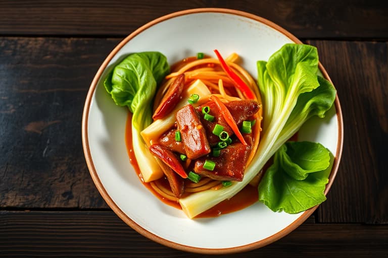 Langtidskokt adobokylling med bok choy