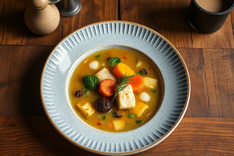 Løksuppe med svinekoteletter