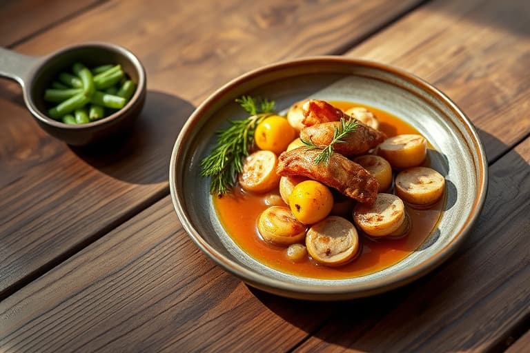 Langtidskokt skinke og bønner