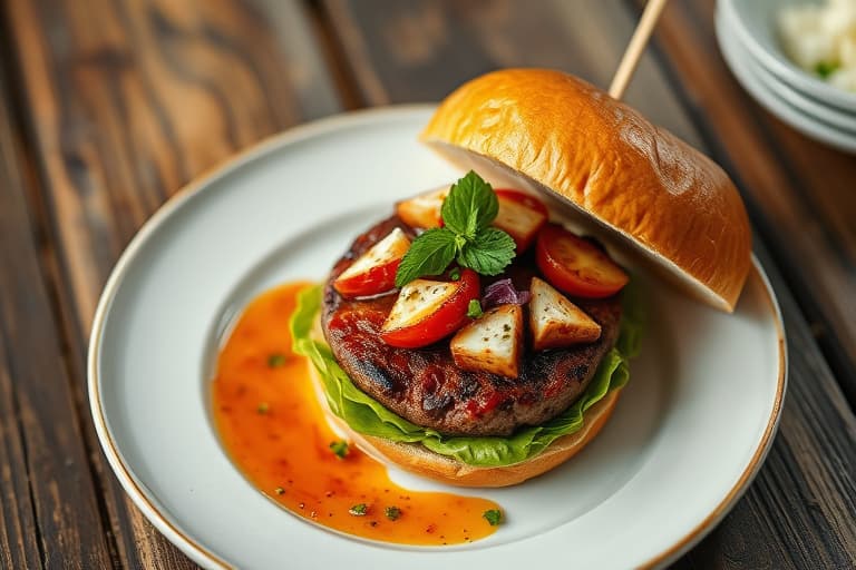 BBQ-feta og varme bananpepper-kyllingburgere