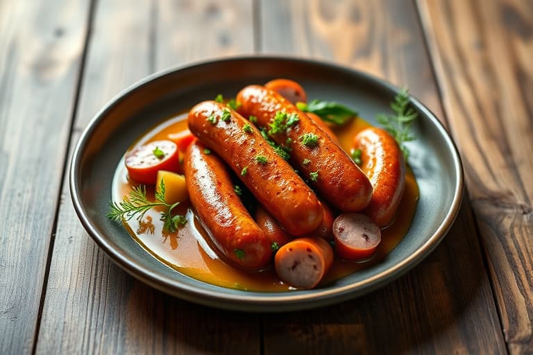 Kielbasa med honning- og sennepssaus
