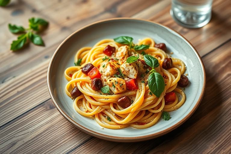 Italiensk kylling med bow tie-pasta