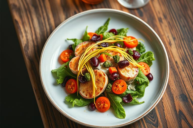 Spinat- og salat med peppersyltetøy-dressing