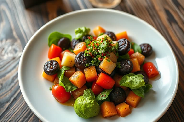 Krydret svart bønne- og potetsalat