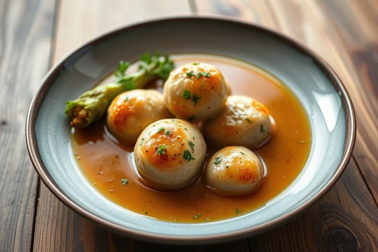 Kyllingkjøttboller i suppe