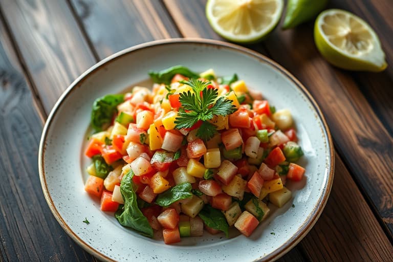 Pico de Gallo med sitrusskall av sitron (Pico de Gallo con limón amarillo)