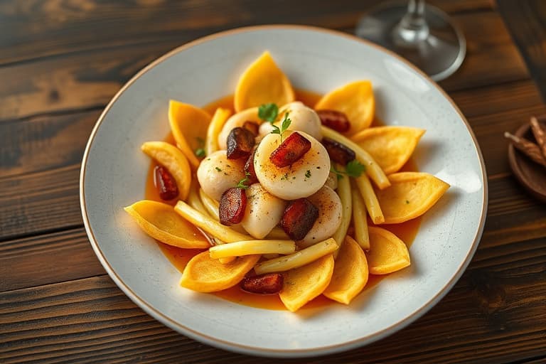 Blomkålpuré og kaviar på kløverpotetchips