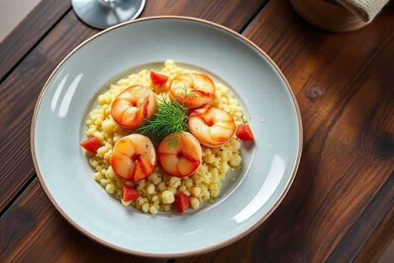 Stekte sjøscallops med eple- og sesamcouscous og puréer av lilla og gult blomkål