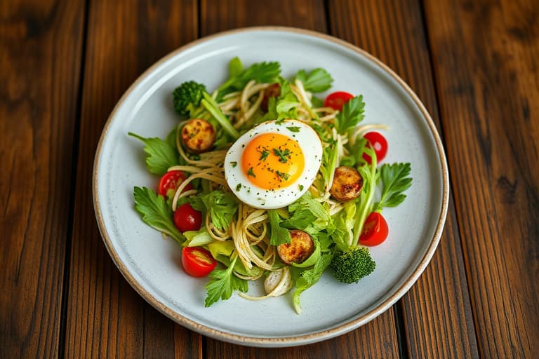 Friséesalat med ville sopp og posjert egg