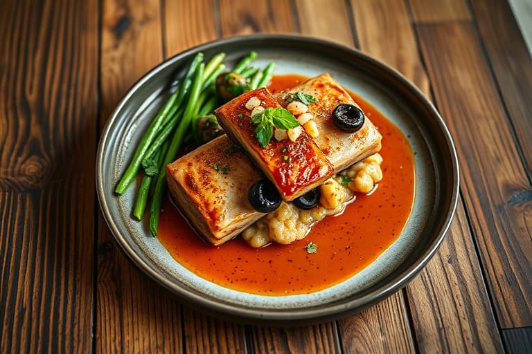 Røkt laks med søt chipotle-glaze og hominipuré