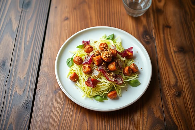Friséesalat og gulrotstrimler med za'atar-sitronvinaigrette