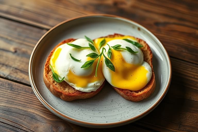 Poached Eggs on Toast with Ramps  
Poached Eggs på toast med skogsaper