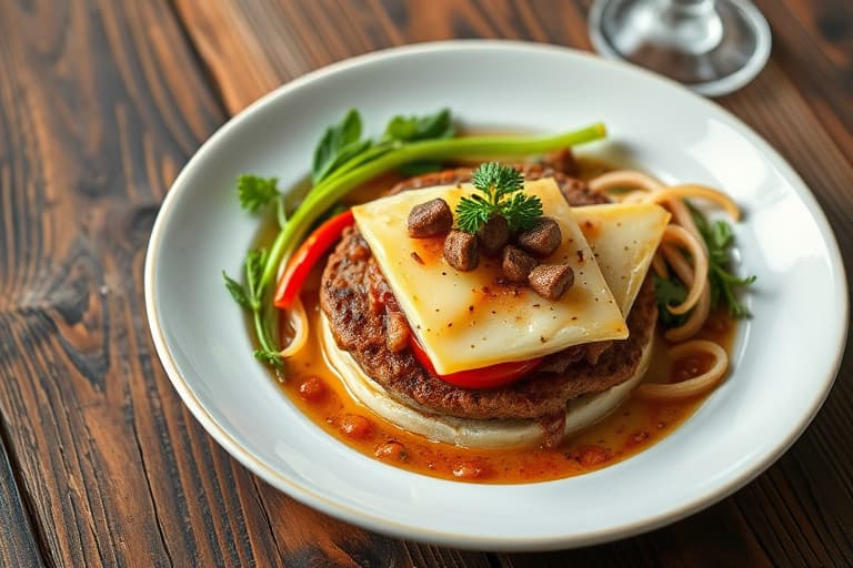 Åpne-fjes kalkunburgere med Gruyère, sopp og ruccolasalat