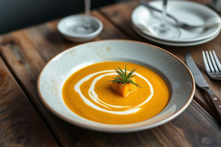 Acorn Squash Velouté med ingefær og sennepsfrø