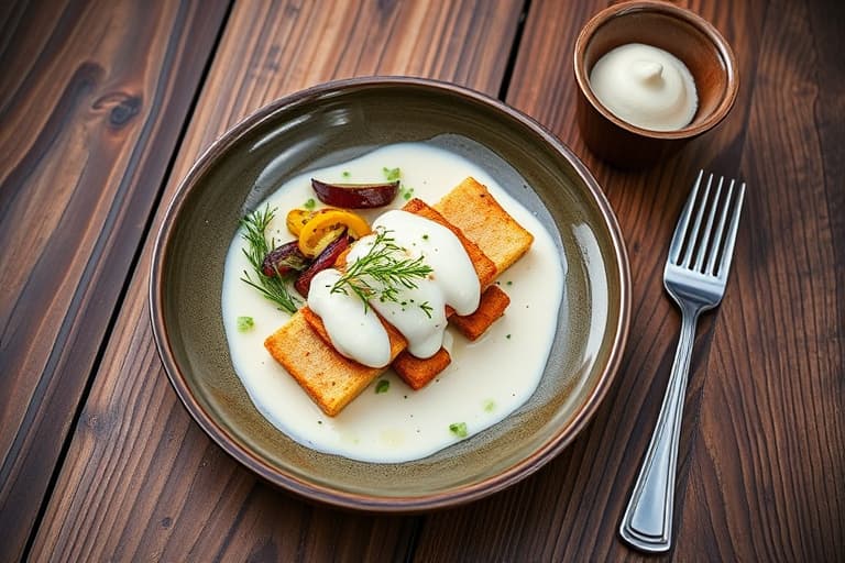 Linsékroketter med vannkresse og kefir