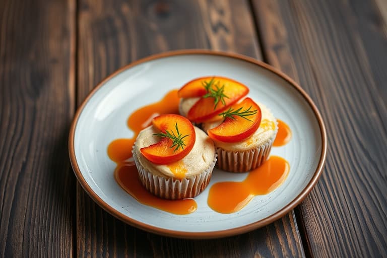 Peachés og kremcupcakes