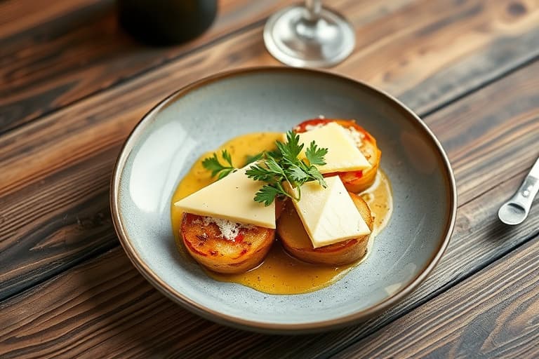 Fylte poteter med skinke, timian og Gruyère