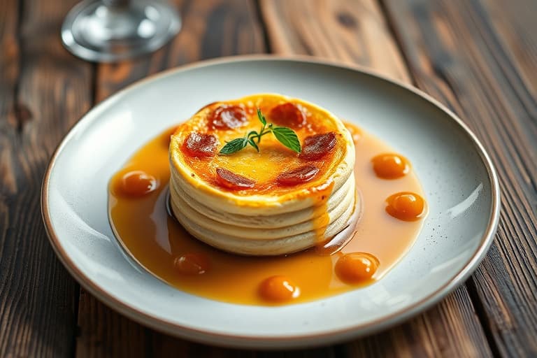 Soufflépannekake med eple- og pærekompott