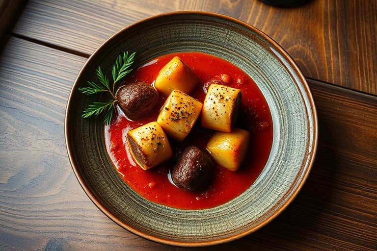 Daube av okseklubber med pepperrotpotetpuré