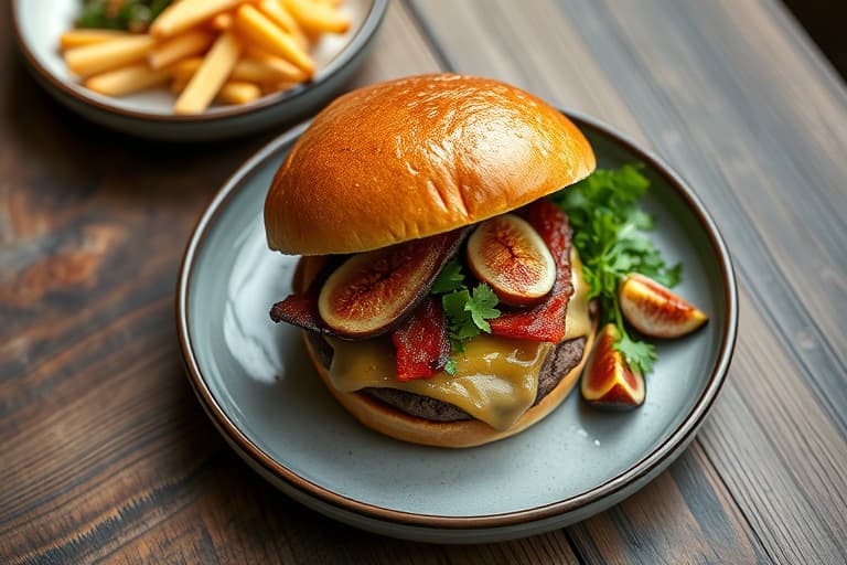 Født i Berkeley Burgers (også kjent som Bacon Cheeseburgers med lagret Teleme, ruccola-fig-topping, pepperbacon og sitron-grillet fennikel)