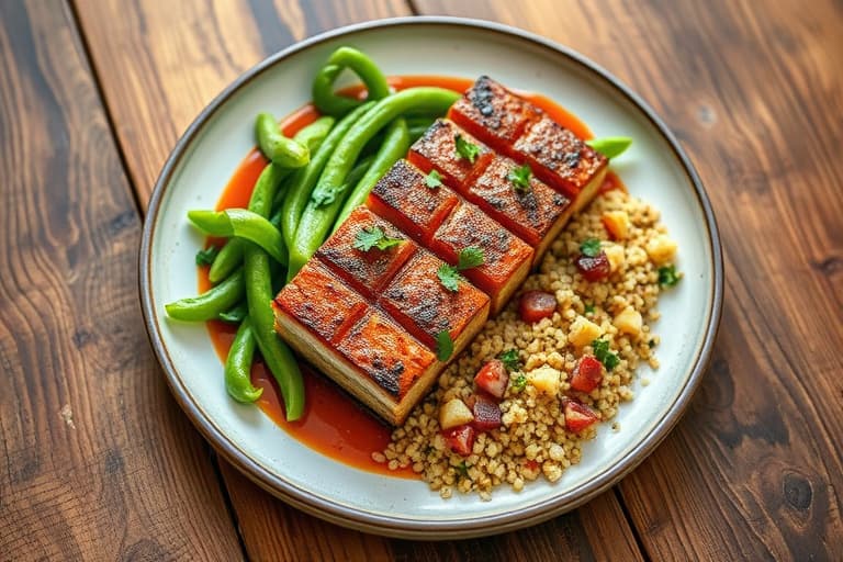 Grillet vaktel med granateple- og appelsin-bbq-saus, samt tabbouleh med quinoa og revet grønnkål