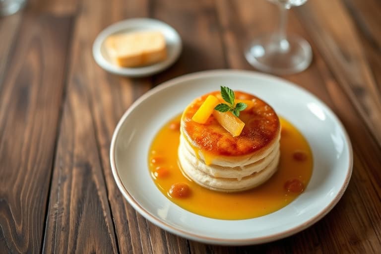 Ris-soufflé med pærer og bringebær