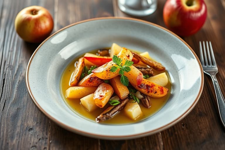 Sprø løk-innhyllet atlanterhavslaks med potet- og sellerirotmose og appelsin- og timianreduksjon