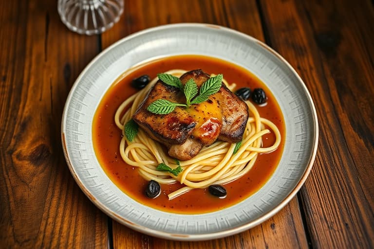 Pannestekt kylling med porcini- og kastanjesaus, servert med dampet spinat og orzo