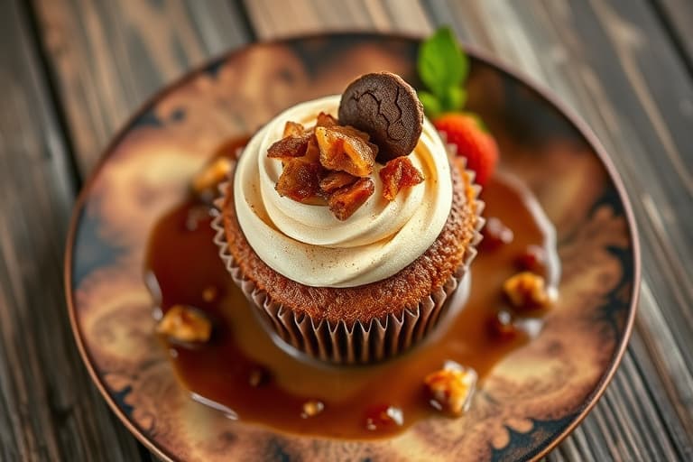 Rolling Stones Brown Sugar-cupcake med kokosnøttkremfyll, krydret romglasur og knust brunt sukkerbrittle