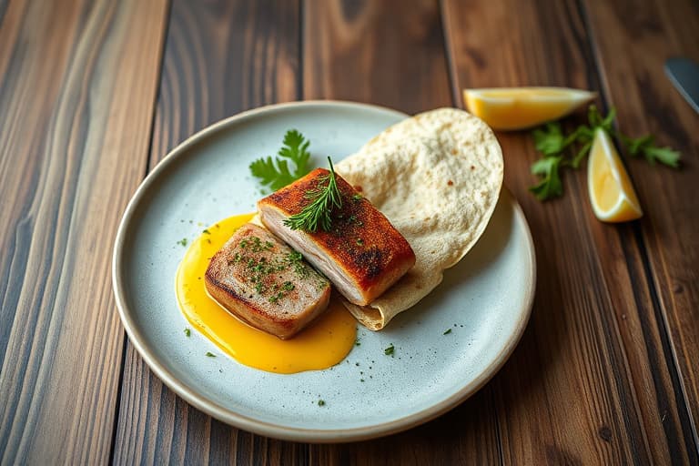 Asiatisk 5-spice-grillet svinefilet med mangositrus-salsa og vårløk-Frankie wraps