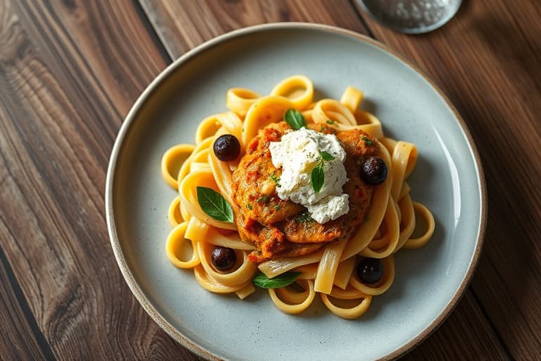 Siciliansk rett: "Stick to Your Ribs" - kjøttkaker med brasciole (rullede kjøttstykker), pasta, brokkolini og ricotta