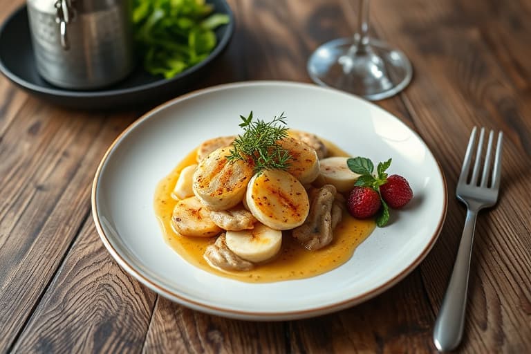 Karamellisert banankremtærte med hasselnøttkrem og hasselnøttpraliné