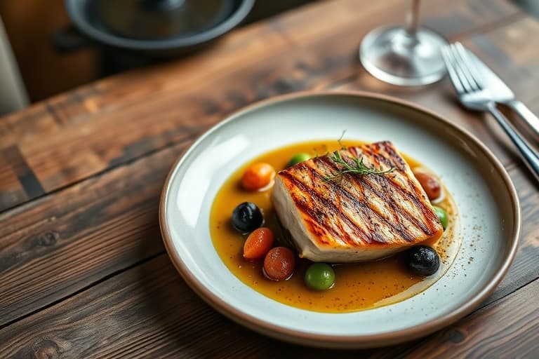 Charlie Trotters hele ovnsbakte fiken med geitost-is, krydret fikensaus og havregrynstuiles