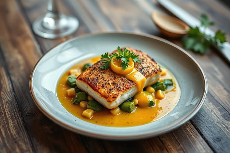 Pannebrystet Cornish-høne med blå mais-chorizo-dressing og tranebær- og mangosalsa