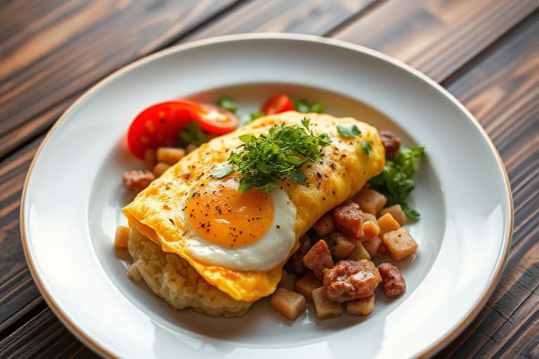 Online runde 2 oppskrift - Ostete pølse-omelett