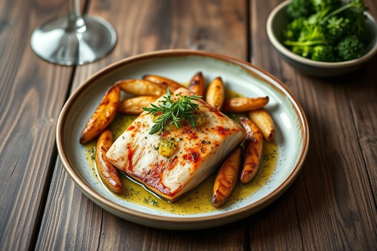 Grillet kylling med ovnsbakt hvitløk-oregano vinaigrette og grillede fingerling-poteter