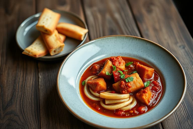 Chili med spansk innflytelse, innpakket svinekjøtt i collard, chorizo og søt og røykfylt paprika