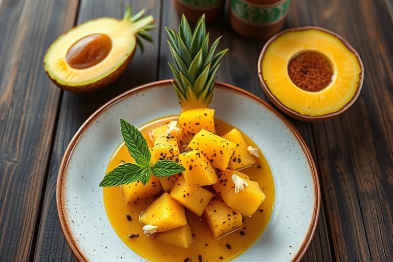 Sauterte ananas i mørk puerto-ricansk rom og kokosflambésaus på vaniljeis